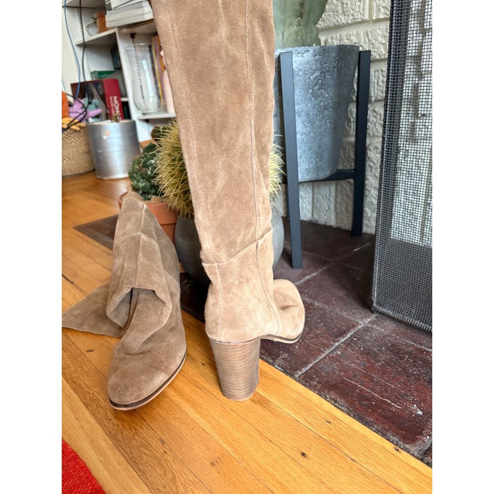 Dolce Vita Suede Heeled Mid-Calf Boots Camel Round Toe Block Heel Pull-On Sz 10 - Picture 8 of 9
